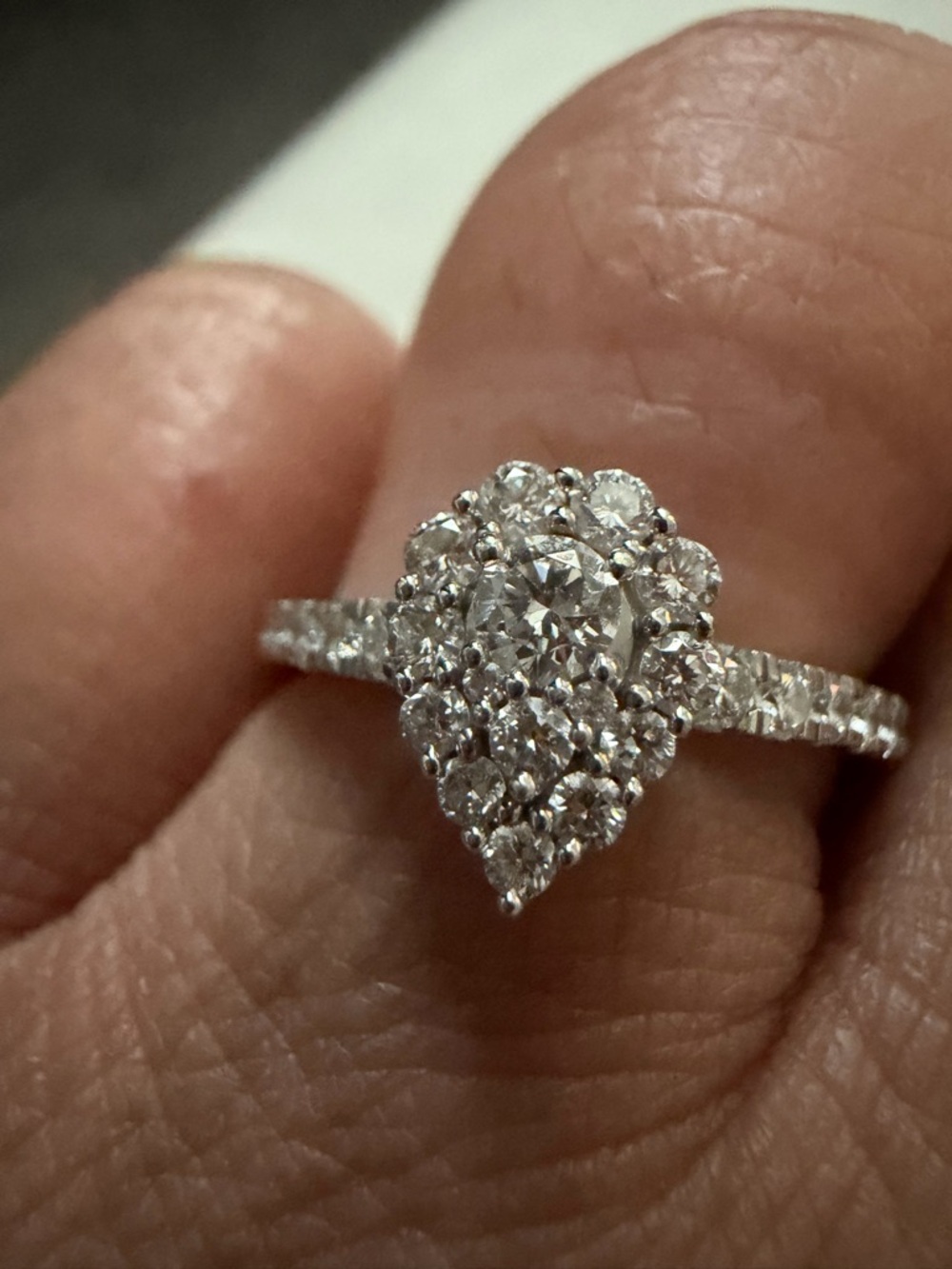 Classic Pear Cluster Diamond Ring in White